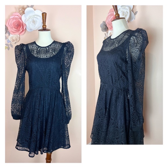 New! MAJE Rizone Black Lace Mini Dress - Picture 5 of 8